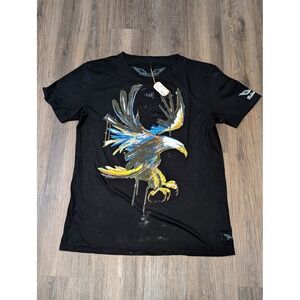 Robin's Jean Eagle‎ Art Graphic T-Shirt Crew Neck Short Sleeve Black XL